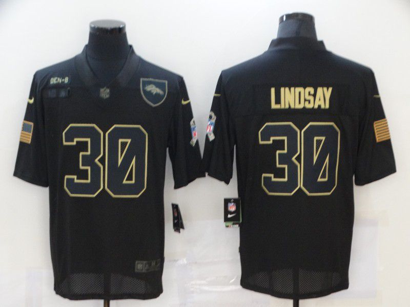 Men Denver Broncos #30 Lindsay Black gold lettering 2020 Nike NFL Jersey